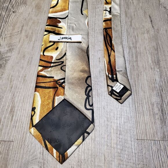 Jerry Garcia Tie Silk Brown Gold And Black Swirl 4" x 58" EUC Grateful Dead - Picture 3 of 4